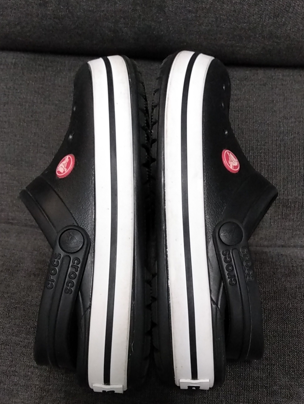 CROCS Kid's Crocband Clog Black Slip-On w/ White Trim Big Kids Size J4 - Picture 8 of 12